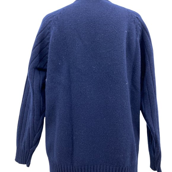 Vintage Eland Navy Blue Wool Sweater Varsity Cable Knit Wool blend Size XL 90's - Picture 4 of 6